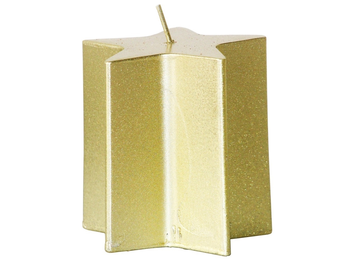 Vela Estrela Metalizada Ouro