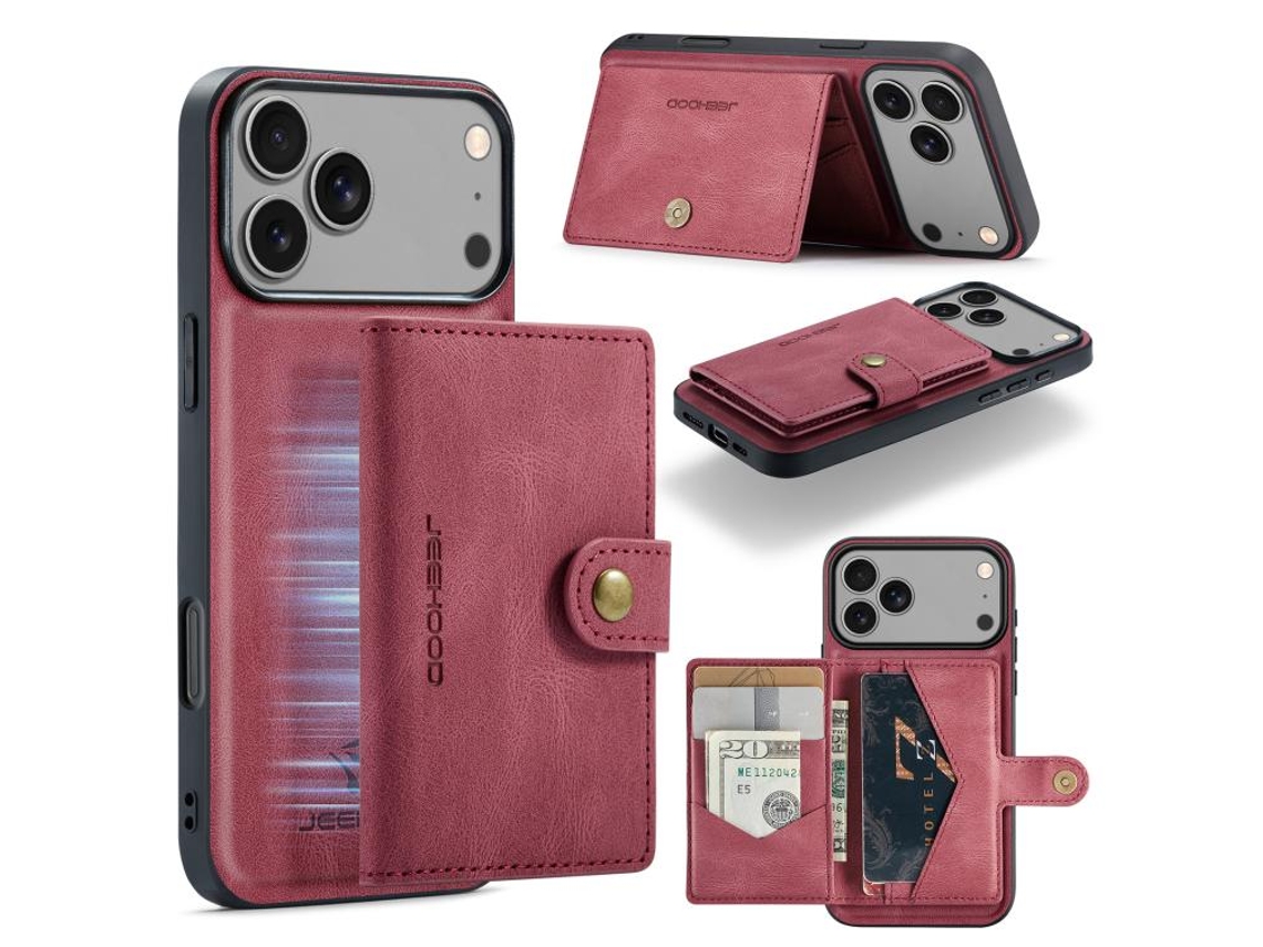 Capa Para Iphone 17 Pro Jeehood Retro Com Carteira Magnética Removível