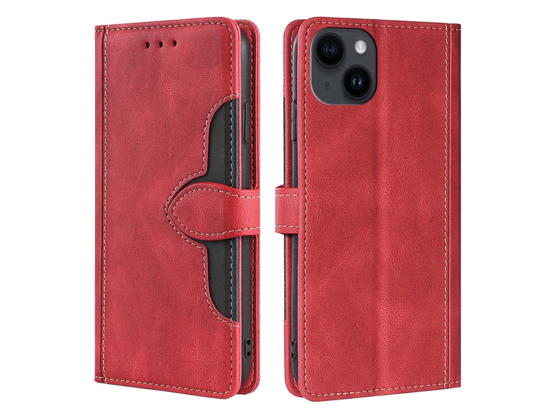 Capa Para Iphone 15 Pele Sintética Vermelho