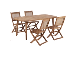 Conjunto De Comedor Exterior 4 Plazas Beliani Paraggi De Madera De Acacia Certificada Marrón 180x90x77