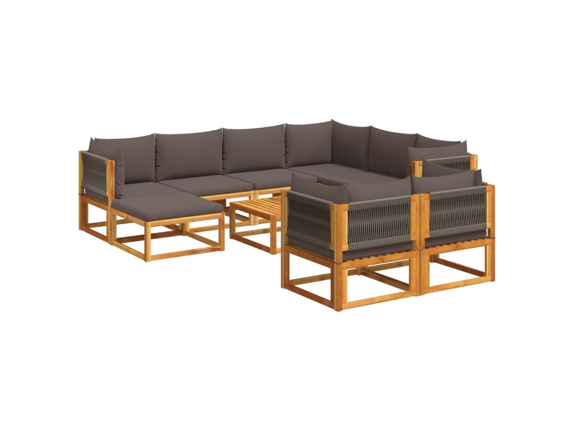 Conjunto 10 de sofás de jardim com almofadões VIDAXL acácia maciça