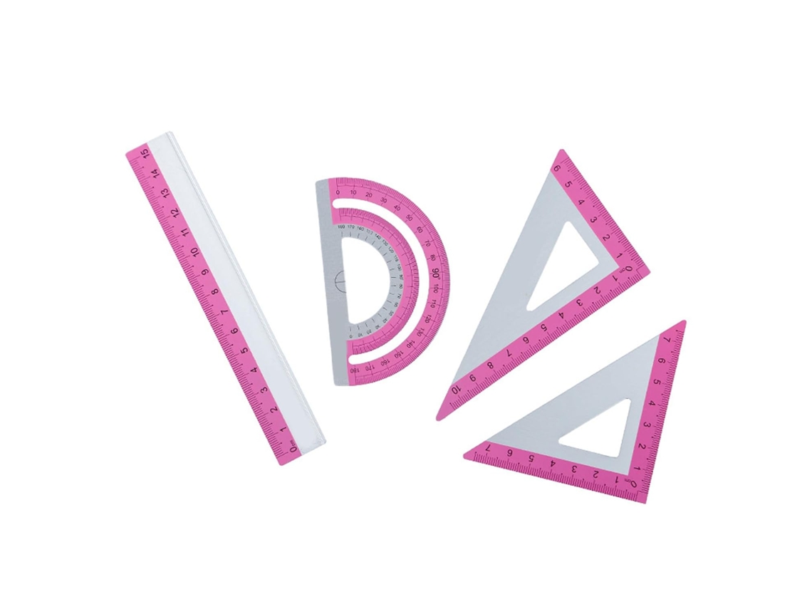 Conjunto Completo De Réguas Alumínio Com Cantos Arredondados, Para Geometria Matemática, Material Escolar E Uso