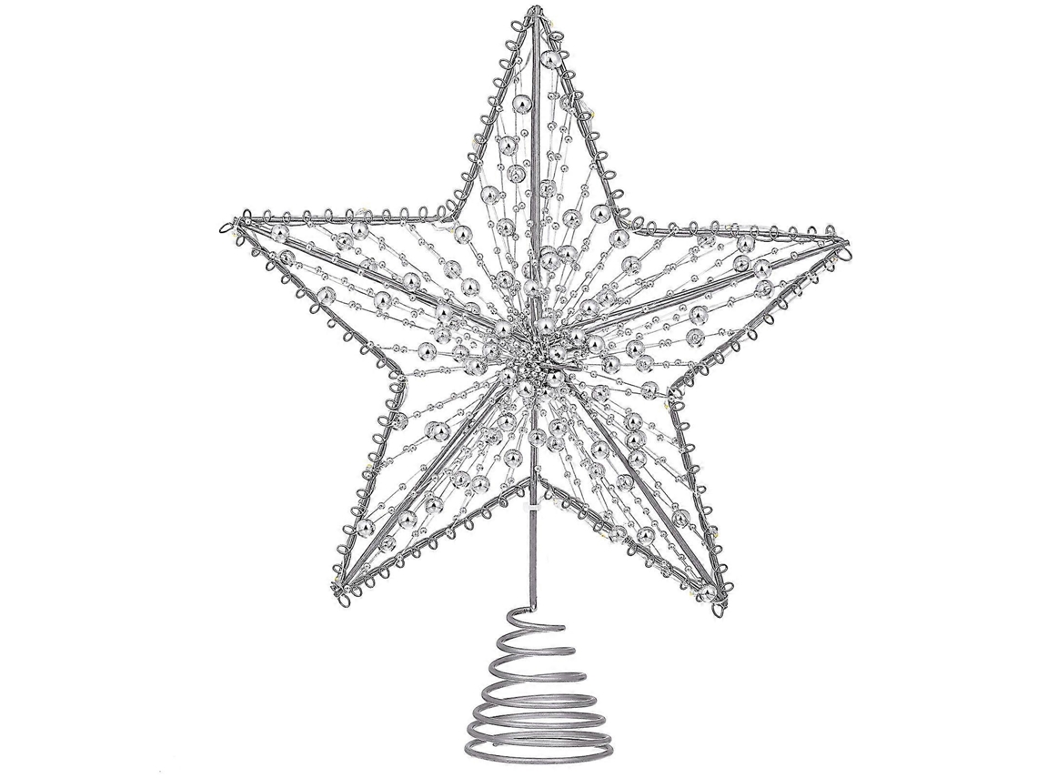 Conjunto De Enfeites Para Árvore De Natal, Contas Vazadas, Estrela Luminosa, Decoração Artística Para Árvore De Natal Olysi Shop