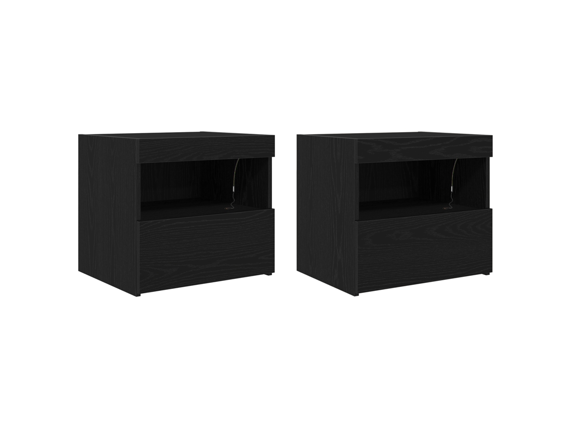 Conjunto 2 Mesa-de-cabeceira Vidaxl Preto Derivados De Madeira (50 X 40 X 45 Cm)