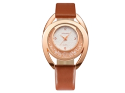 Relógio de Pulso Feminino Yolako Simples de Quartzo com Pulseira Pu Café