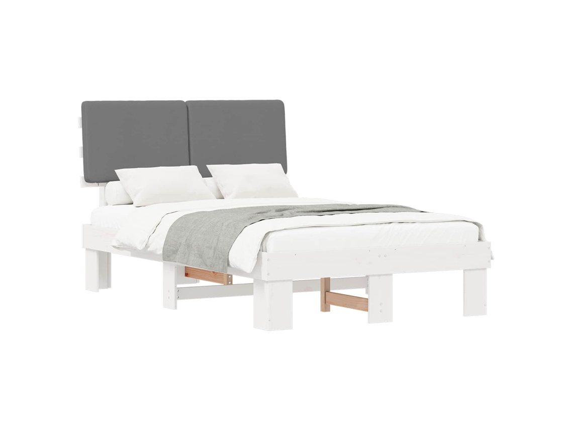 Estrutura de Cama com Cabeceira Estofada em Cinzento Claro MAISON EXCLUSIVE