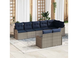 Vidaxl Conjunto De Sofá De Jardim 8 Unid. Cinzeto Vime Pe