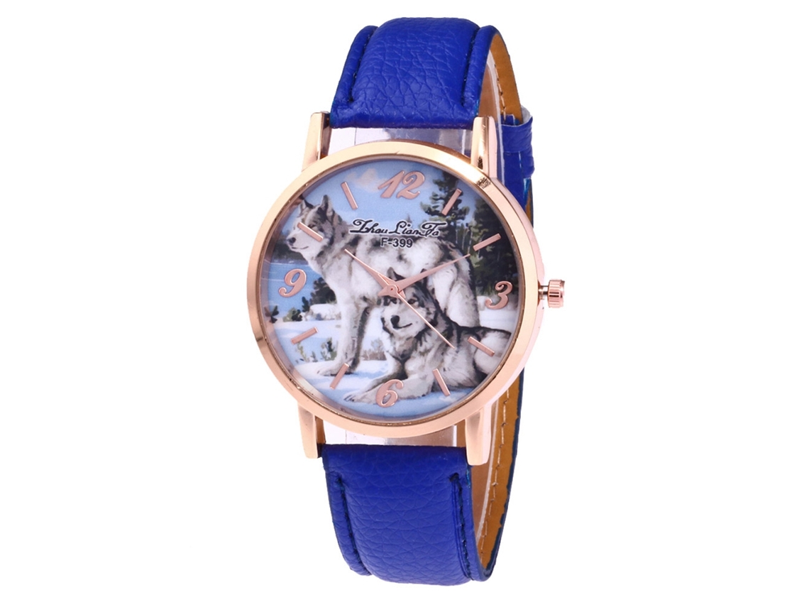 Relógio de quartzo com pulseira de couro PU, mostrador redondo, elegante para homens (azul)