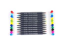 12 Pcs Marcadores de Arte de Ponta Dupla Tinta Água Baseada Pincel Fibra Náilon para Estudantes Lettering