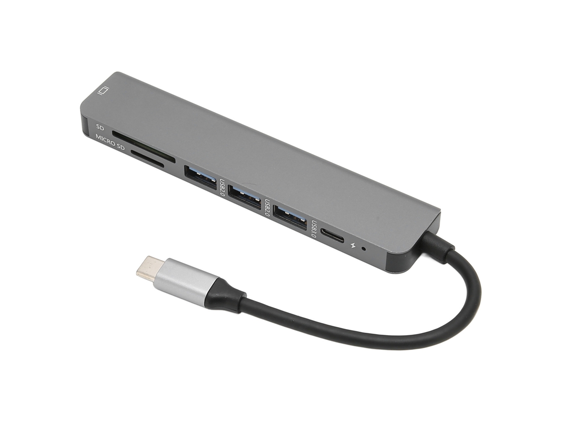 Hub USB C 7 em 1 com Ethernet, HDMI 4K, Leitores de Cartão e PD 67W | S/MARCA