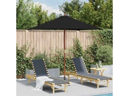 Vidaxl Guarda-sol De Jardim Com Poste De Madeira 150x200 Cm Preto