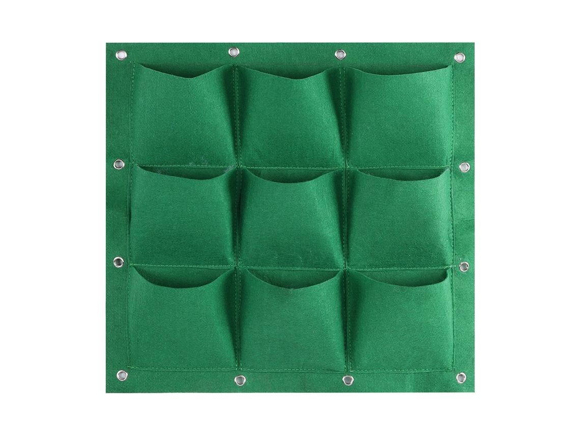 Bolsa De Plantio Vertical Com 9 Bolsos Para Jardim De Parede Pendurado Verde Preto