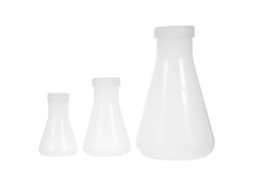 Conjunto De 3 Frascos Cônicos De Plástico Pp Branco Para Laboratório.