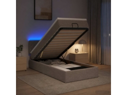 Vidaxl Cama Ottoman Com Colchão E Led Cinzento-acastanhado 90 X 190 Cm
