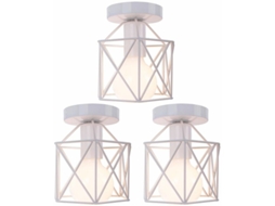 Luminária Pendente Industrial Embutida No Teto, Fácil De Instalar Para Iluminação Decorativa Em Seu Espaço, C 15 Cm X L 15 Cm X A 16 Cm, Metal Branco,