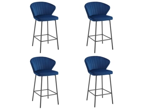 Banqueta Gatta Veludo Azul Marinho / Pernas Pretas X 4 Leobert