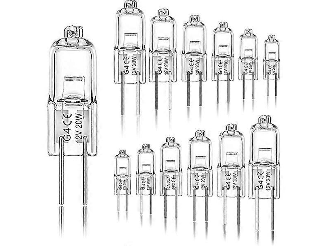 Rebe bombilla Halógena G4 20w 12v 2800k de 2 Pines para Campana, Cocina, Salón, Dormitorio, 12 Piezas Blanco