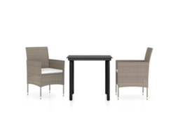 Maison Exclusive - 3 Pcs Conjunto De Jantar Para Jardim C/ Almofadões Bege E Preto