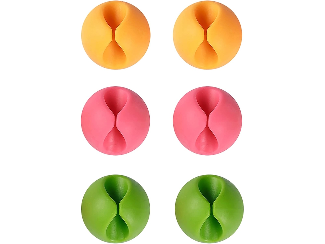Clips para Cabos de Mesa, Compatíveis com Todos os Computadores, Alimentação, Carregamento Ou Mouse (6 Peças, Amarelo, Verde, Ver AQUAFORGE
