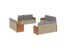 Conjunto de 12 Sofás para Jardim com Almofadões Vime Pe Bege MAISON EXCLUSIVE