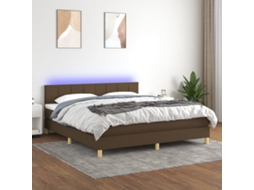Vidaxl Cama Box Spring C/ Colchão/led 180x200cm Tecido Castanho-escuro