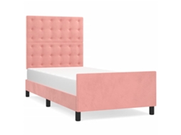 Bed Frame With Headboard, Bed Frames With Headboards Vidaxl Cor-de-rosa Veludo (90 X 190 Cm)