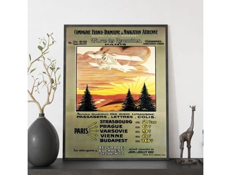 NACNIC Poster Publicação De Viagem Antigo Rota Francoromana Na Europa Ilustrações De Anúncios Vintage Para A3 Com Estrutura De Cor De Madeira