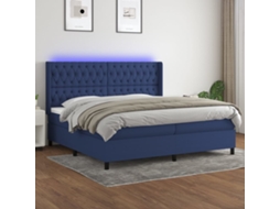 Vidaxl Cama Box Spring C/ Colchão E Led 200x200 Cm Tecido Azul