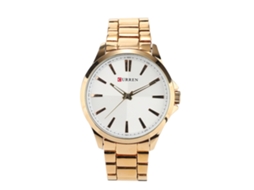 Reloj Hombre Curren 8322 Impermeable Acero Cuarzo Dial Blanco Caja Oro