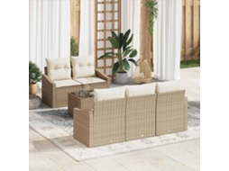 Vidaxl Conjunto De Sofás 6 Unid. Bege E Creme Vime Pe