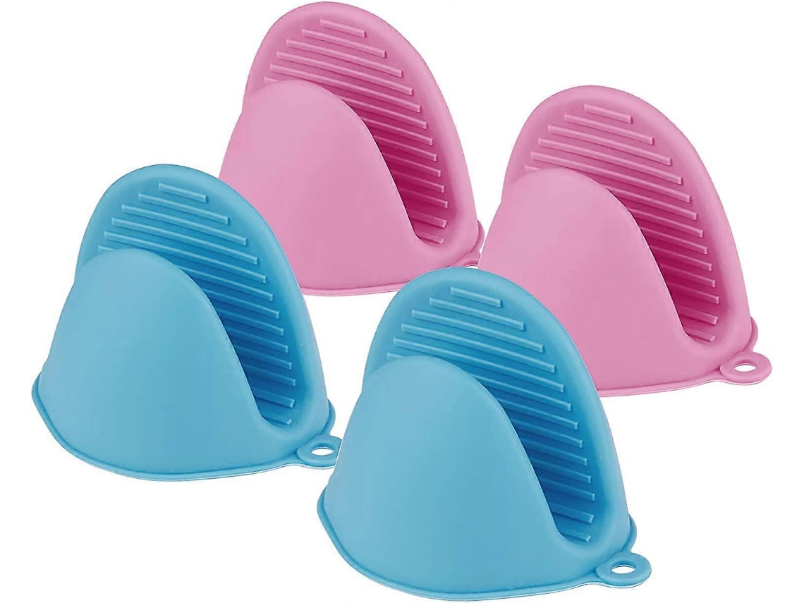Luvas de Forno de Silicone, 2 Pares Resistentes Ao Calor, Antiderrapantes, Aprovadas Pela Fda, para Cozinha (azul+rosa)