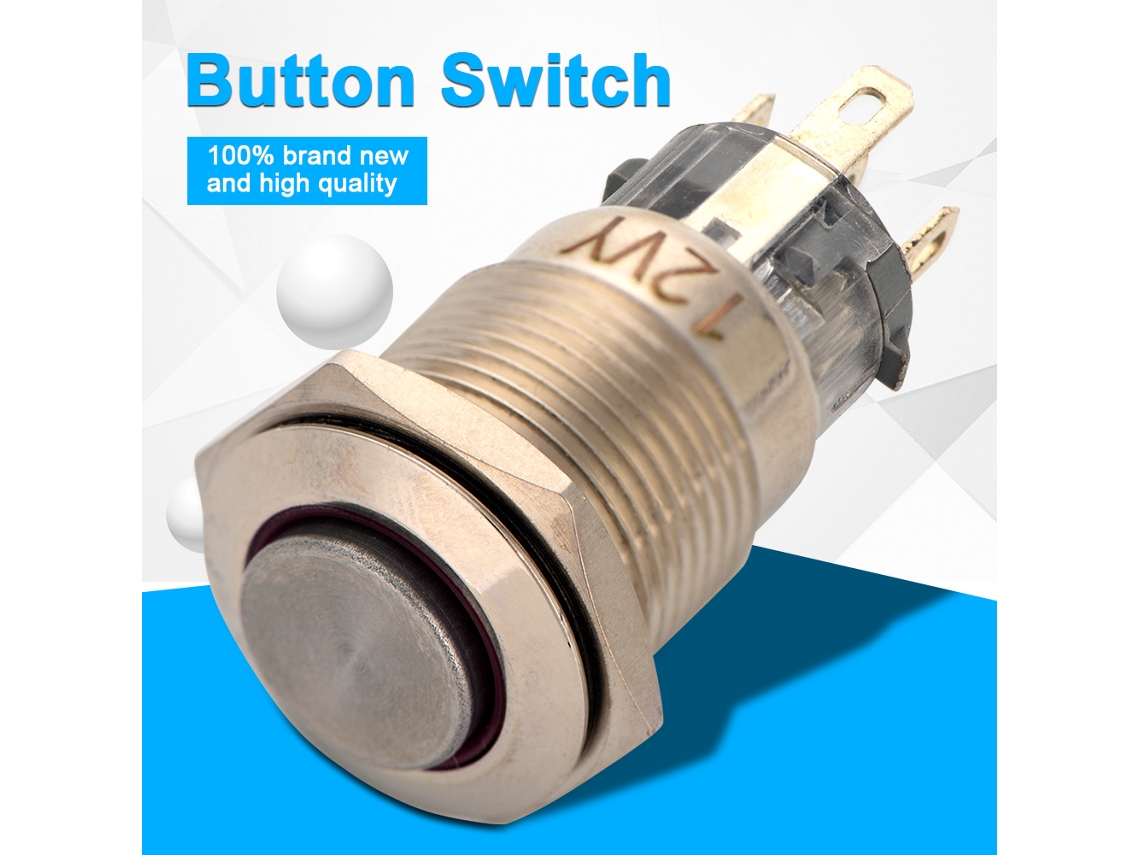 Interruptor Metálico Resistente À Água Laxiscreed Com Led Integrado E Modo Auto-travamento Para Painéis Elétricos