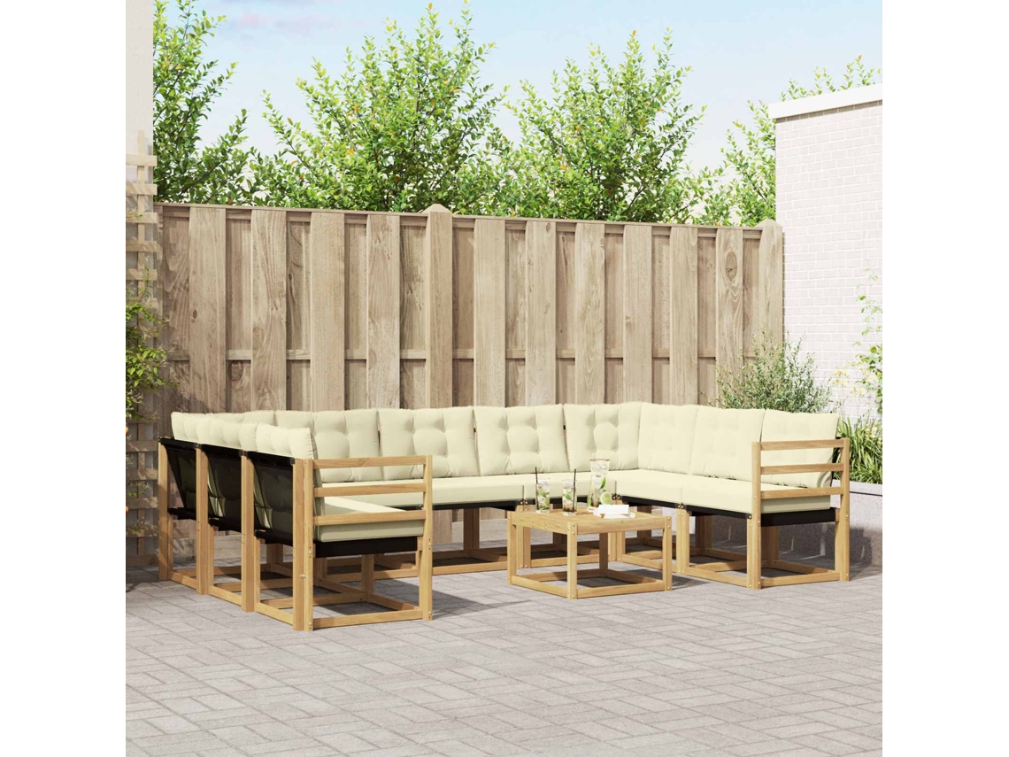 Vidaxl Conjunto De Sofás Para Exterior 10 Unid. Branco E Creme