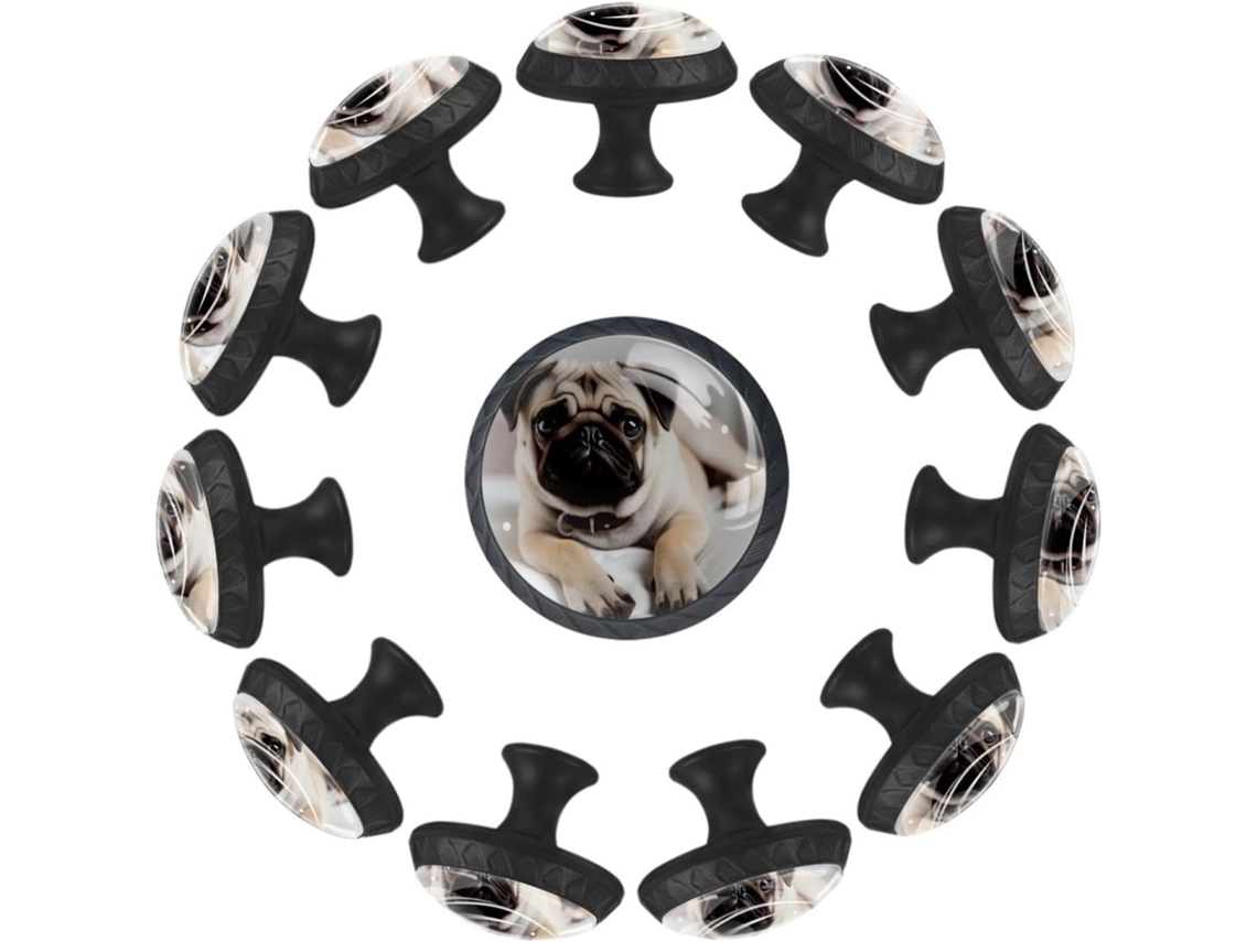 Puxadores Redondos Para Gavetas De Cômoda, Puxadores Para Armários De Cozinha, 12 Peças, Cachorro Bulldog, Puxadores E