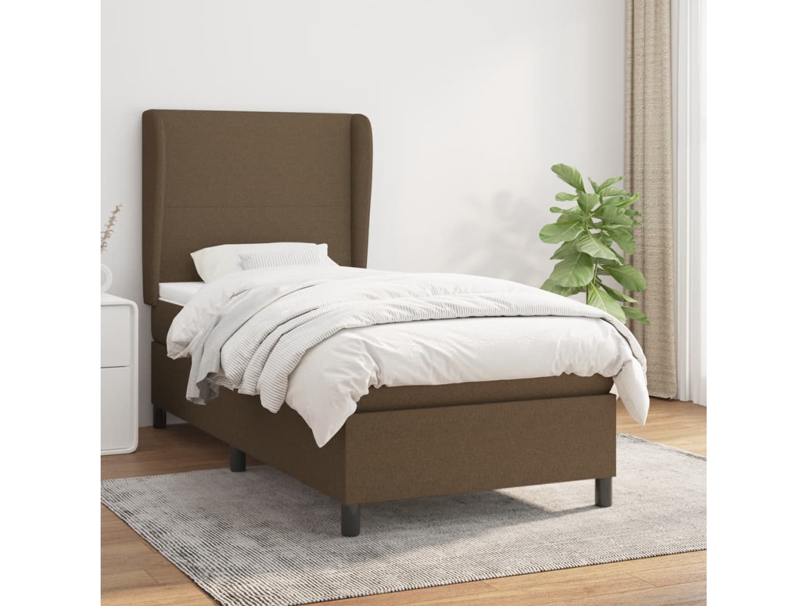 Vidaxl Cama Com Molas/colchão 80x200 Cm Tecido Castanho-escuro