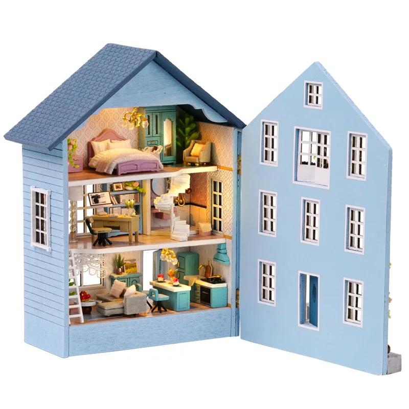 Kit de Casa de Bonecas de Madeira ''série Casas em Miniatura'' Modelo em Miniatura MDUG (estilo 4)