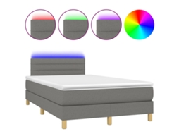 Cama Box Spring com Colchão e Led Tecido Cinza Escuro MAISON EXCLUSIVE (120x200 cm)
