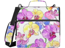 Organizador de documentos com argolas 7,6 x 3,8 cm com data, estampa de orquídea selvagem, Alça, bolsa com zíper