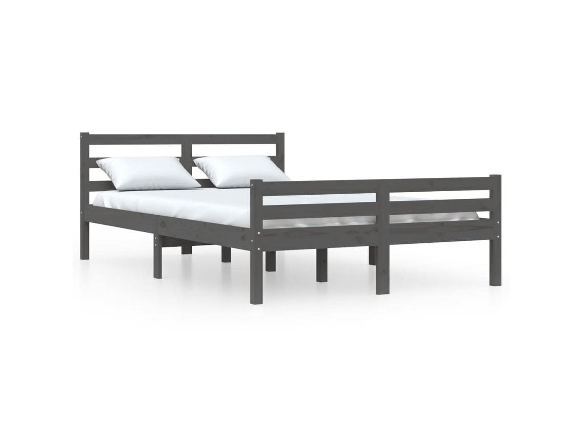 Estrutura de Cama 120x200 Cm Madeira Maciça Cinzento MAISON EXCLUSIVE