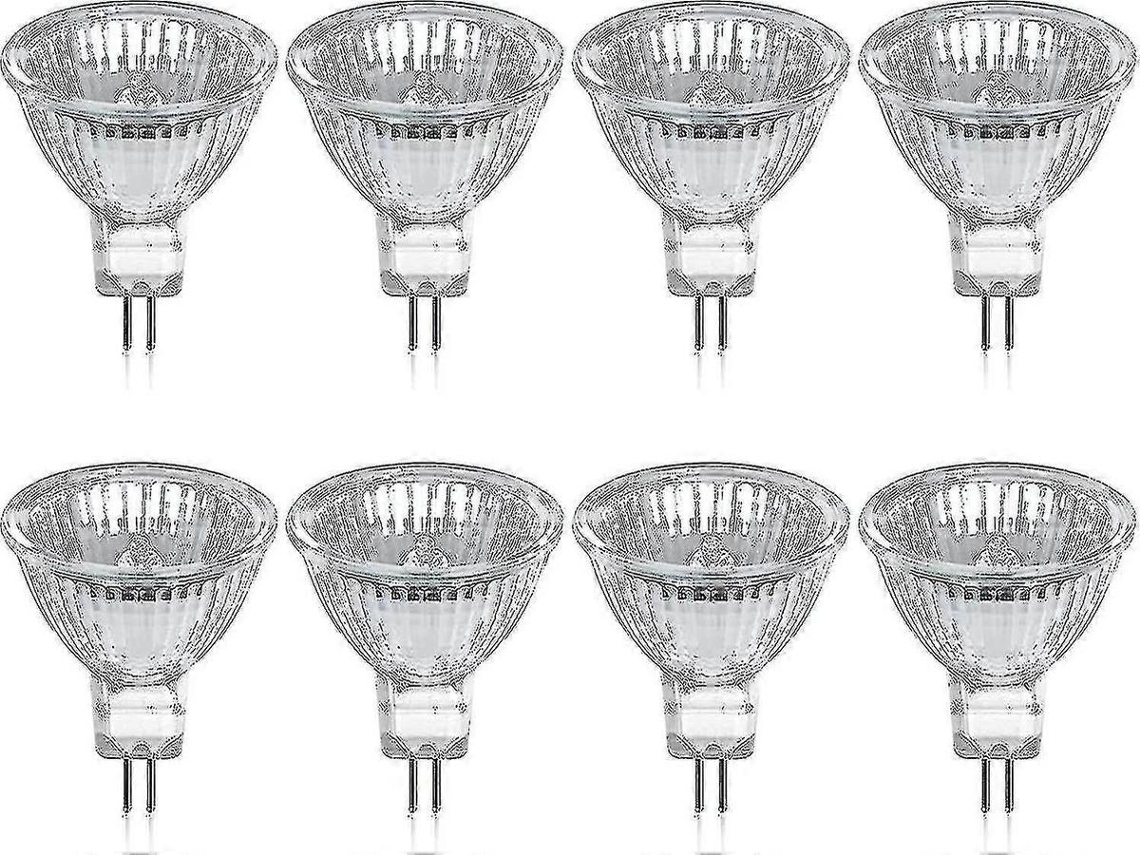 Lurelia Pack De 8 Lâmpadas Halógenas Mr16 Gu5.3 35w 12v 2800k, Branca Quente, Regulável, Sem Cintilação, Substituição