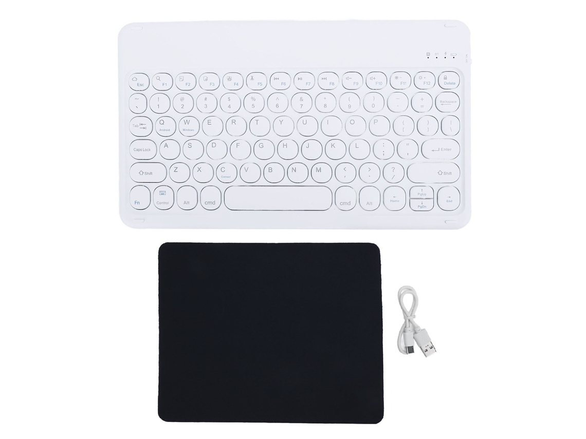 Aetheria teclado Sem Fio Bluetooth 10 Polegadas com Teclas Redondas Ergonômicas para Computador Laptop Tablet Branco