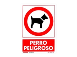 Cartel 29,7x21 cm perro peligroso 3030