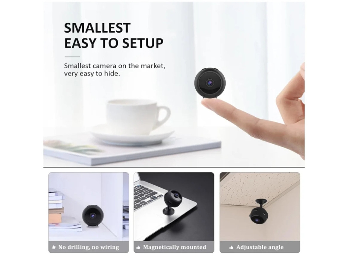 Mini câmera espiã oculta WiFi (atualizada em 2024) 4K, a menor câmera babá sem fio com longo tempo de espera e alertas de detecção Bestvite