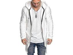 Chaqueta De Invierno Para Hombre Con Capucha, Cremallera Y Manga Larga, Suéter De Algodón Blanco Xl
