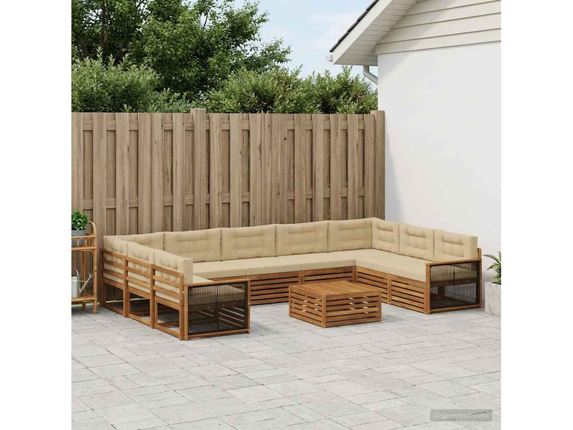 Vidaxl Conjunto De Sofás Para Exterior 10 Pcs Natural E Bege