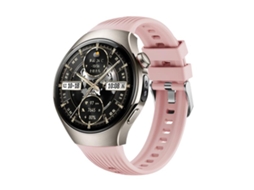 Bracelete Para Huawei Watch 5 (46mm) - Silicone Vertical - Fivela De Aço Prate Rosa