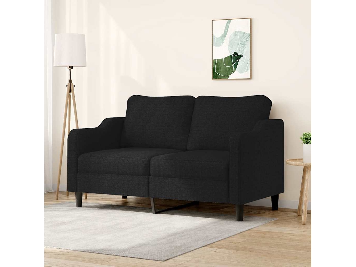 Vidaxl Sofá De 2 Lugares Tecido 140 Cm Preto