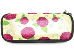 Marcador de páginas retrô com estampa floral vermelha e grande capacidade, ideal para escola e mesa.
