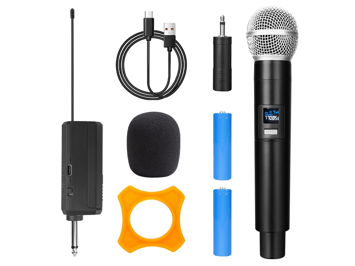 (um Conjunto) Microfone Sem Fio 2.4g, Microfone De Mão Recarregável Uhf De 2 Canais