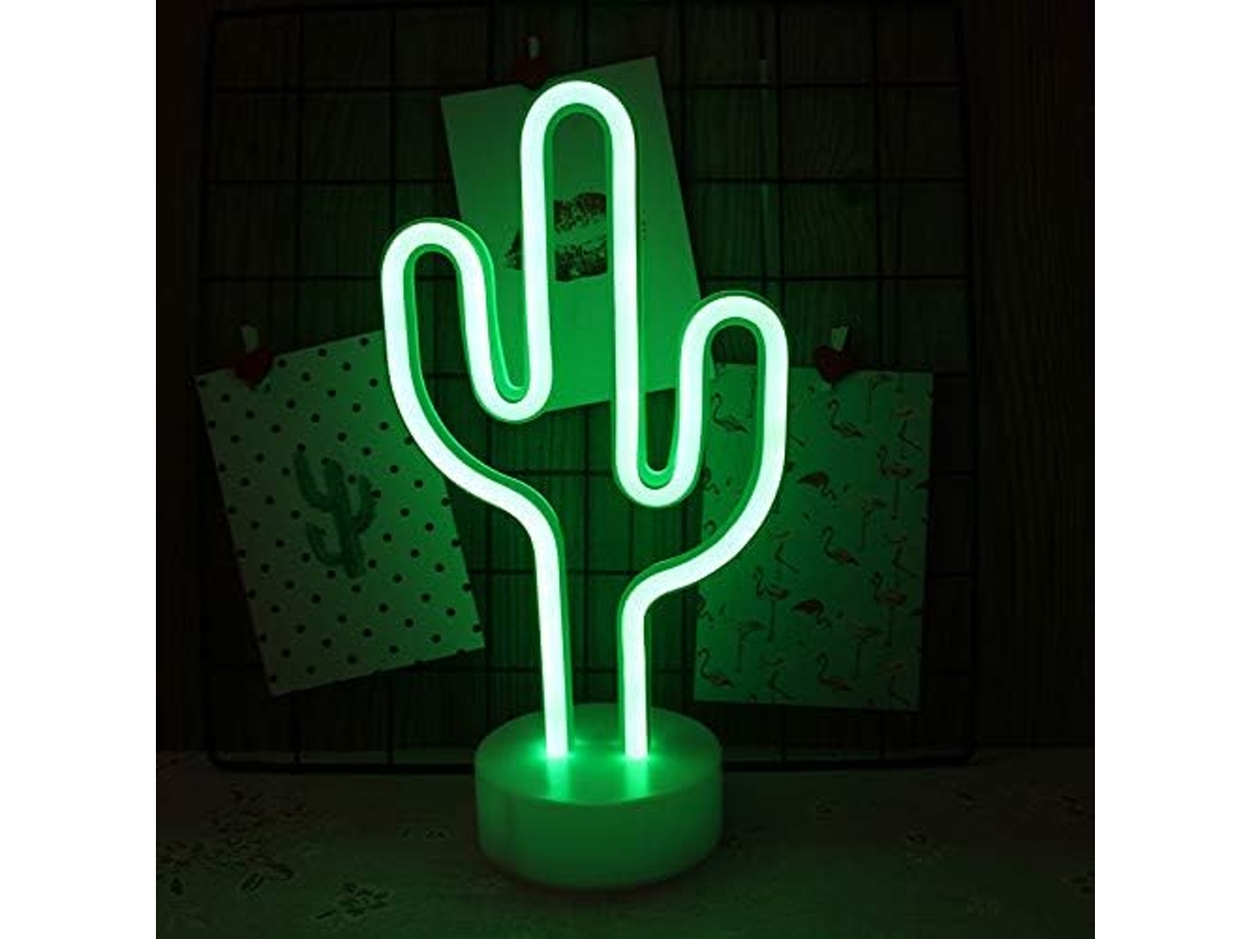 Candeeiro Cactus Neon Sign Night Light com Base de Suporte Decorativa Decoração de Parede Operada Por Bateria para Festa de Natal